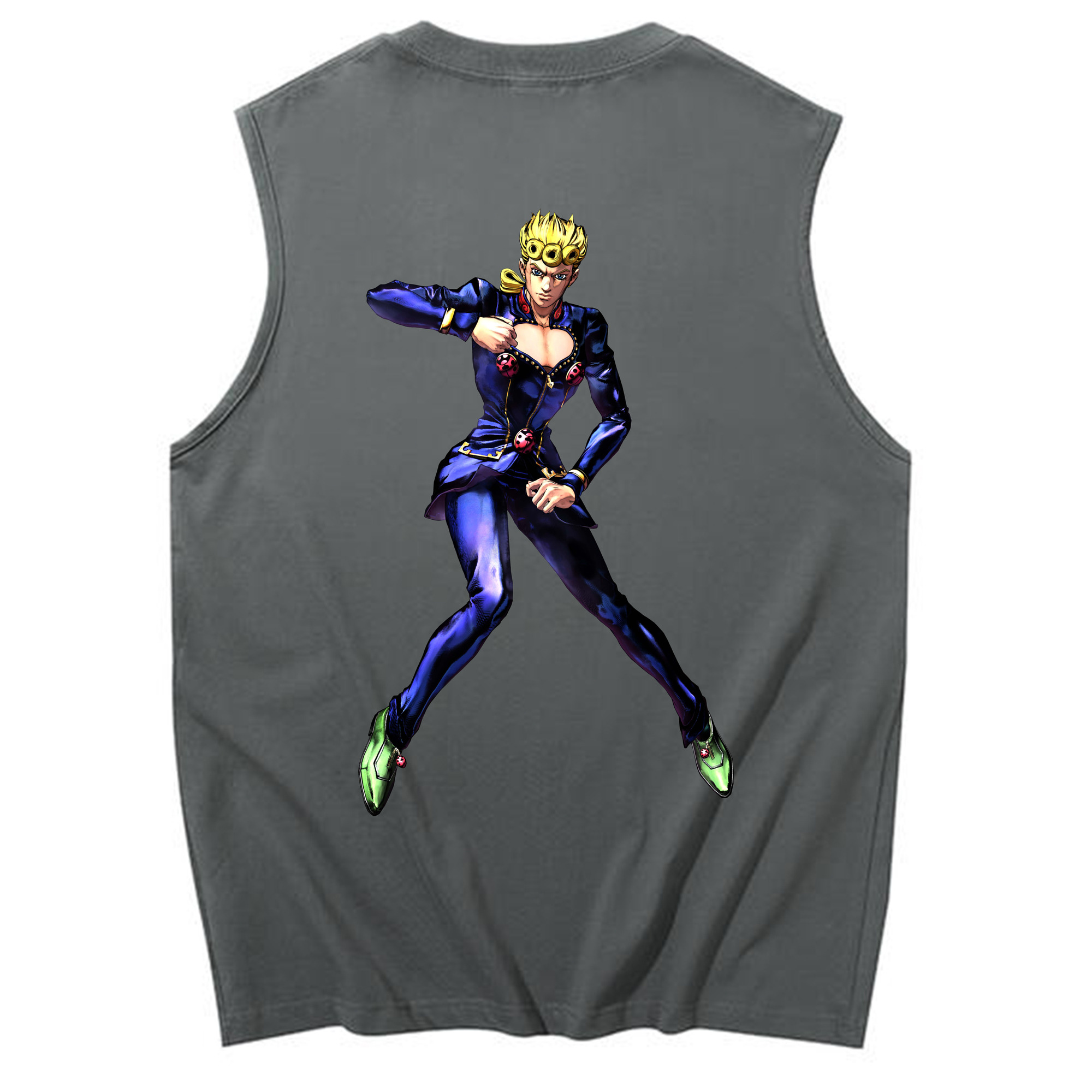 （画像用） ジョジョの奇妙な冒険 ジョルノ?ジョバァーナ JoJo's Bizarre Adventure Giorno Giovanna コットン100％タンクトップ（背面プリント）